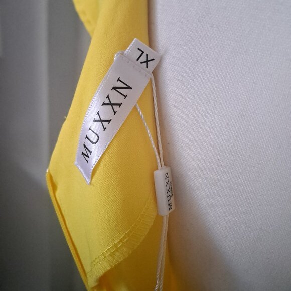 MUXXN Vintage 1950s Sryle Wrap V Neck Tie Waist Yellow Dress XL NWT - Picture 8 of 9